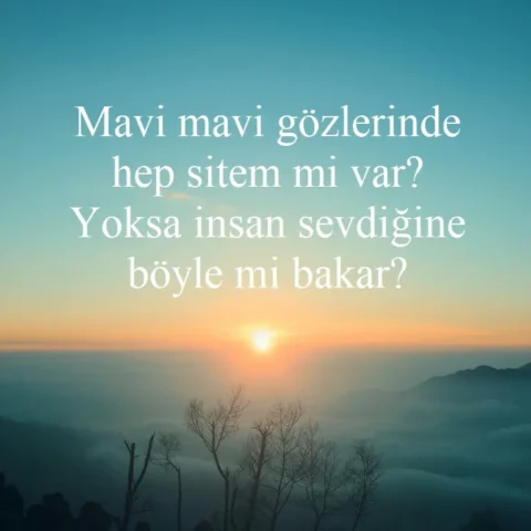 Mavi mavi gözlerinde hep sitem mi var? Yoksa insan sevdiğine böyle mi bakar?