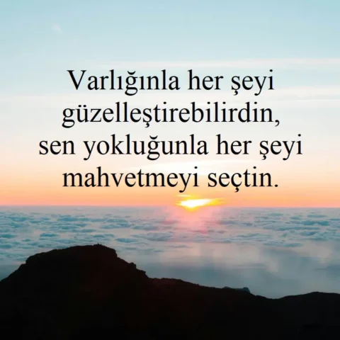 Varlığınla her şeyi güzelleştirebilirdin, sen yokluğunla her şeyi mahvetmeyi seçtin.