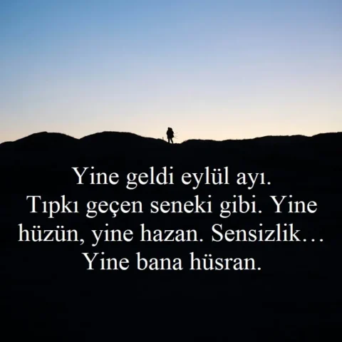 "Yine geldi eylül ayı. Tıpkı geçen seneki gibi. Yine hüzün, yine hazan. Sensizlik… Yine bana hüsran."
