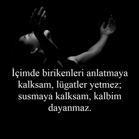 İçimde birikenleri anlatmaya kalksam, lügatler yetmez; susmaya kalksam, kalbim dayanmaz.