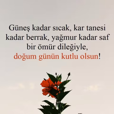 Güneş kadar sıcak, kar tanesi kadar berrak, yağmur kadar saf bir ömür dileğiyle, doğum günün kutlu olsun!