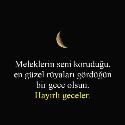 Meleklerin seni koruduğu, en güzel rüyaları gördüğün bir gece olsun. Hayırlı geceler.
