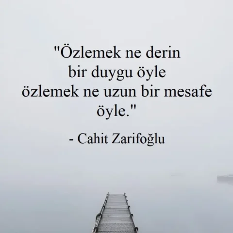 "Özlemek ne derin bir duygu öyle özlemek ne uzun bir mesafe öyle." - Cahit Zarifoğlu