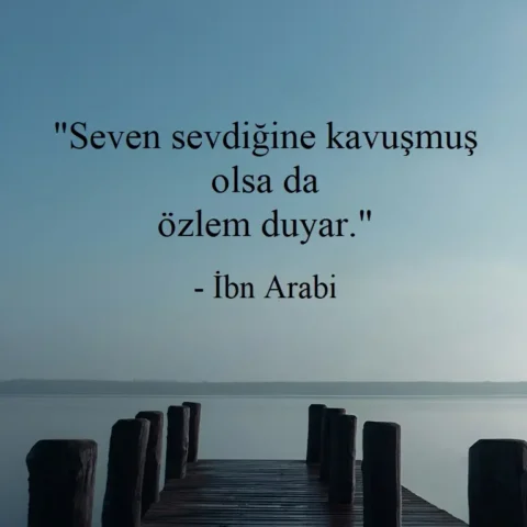 "Seven sevdiğine kavuşmuş olsa da özlem duyar." - İbn Arabi