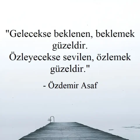 "Gelecekse beklenen, beklemek güzeldir. Özleyecekse sevilen, özlemek güzeldir." - Özdemir Asaf