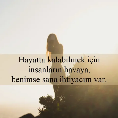 Duygusal Sözler Hayatta kalabilmek için insanların havaya, benimse sana ihtiyacım var.