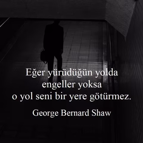 George Bernard Shaw: "Eğer yürüdüğün yolda engeller yoksa o yol seni bir yere götürmez."